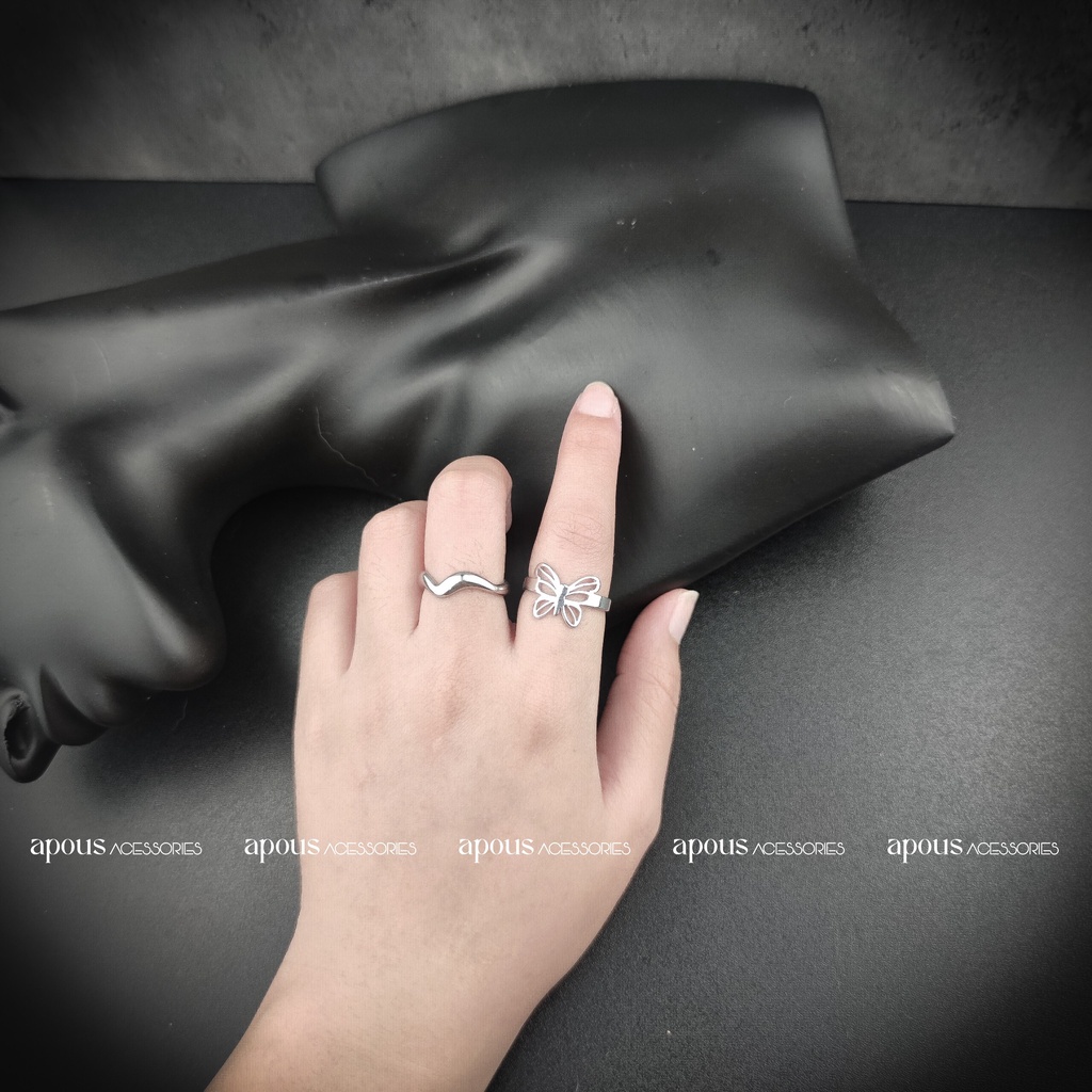 Nhẫn nam nữ hình Bươm Bướm Freesize N054 - Thép Titan - Phụ kiện trang sức Unisex Apous