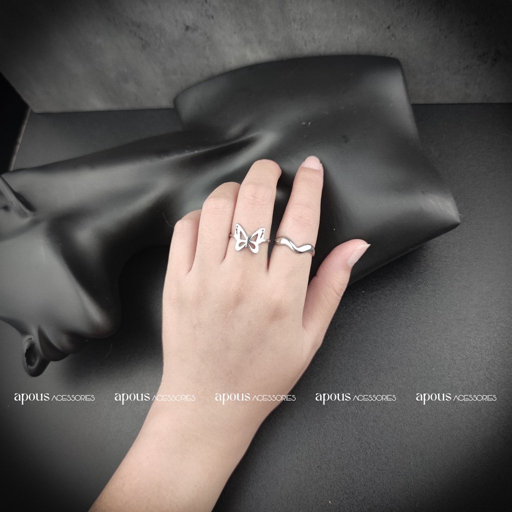 Nhẫn nam nữ hình Bươm Bướm Freesize N054 - Thép Titan - Phụ kiện trang sức Unisex Apous