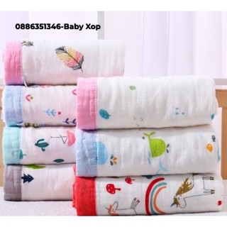 Khăn xốp lớn viền kiluta 4 lớp siêu mềm thấm hút tốt cho bé yêu-Baby Xop
