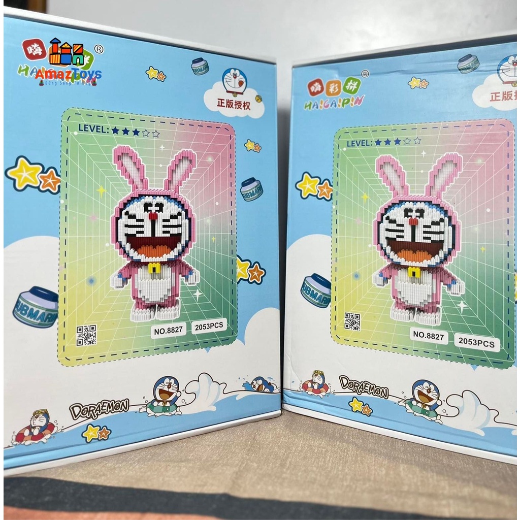 Sắp hình nhân vật Doramon thỏ hồng dễ thương - Có tặng búa - Amaz Toys