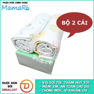 Bộ 2 khăn đa năng vải tre sợi kép cho bé 120x120 premium mamaru ma-kdn02 - diệt khuẩn, hút ẩm tốt, kháng tia uv