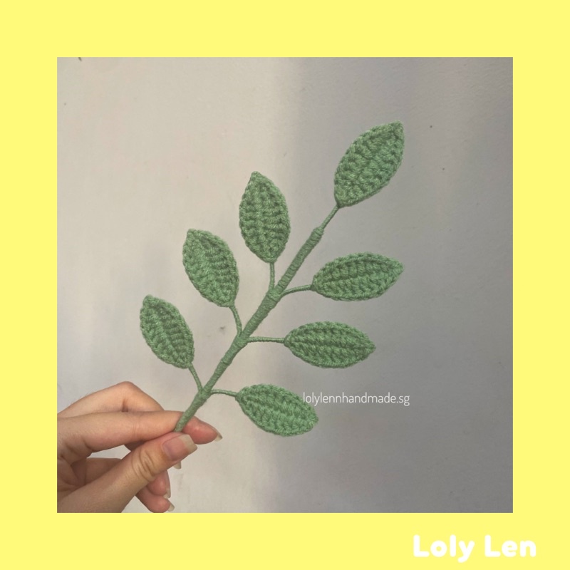 Cành lá bằng len dùng trang trí bó hoa len, đan móc thủ công