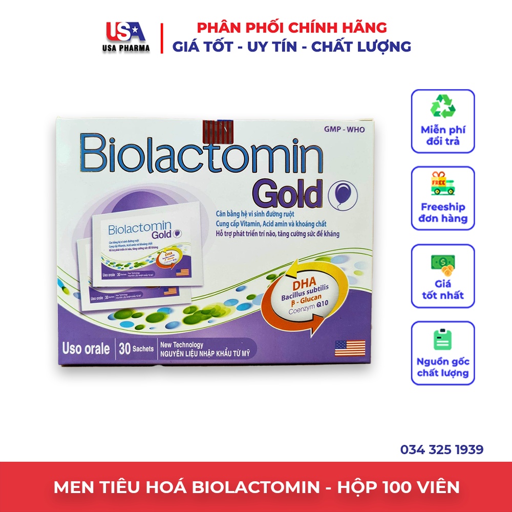 MEN GÓI BIOLACTOMIN GOLD CÂN BẰNG HỆ TIÊU HÓA ĐƯỜNG RUỘT CHỐNG TÁO BÓN KÍCH THÍCH ĂN TĂNG CƯỜNG SỨC ĐỀ KHÁNG