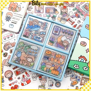 Miếng dán trang trí bình nước, sticker 2D cute dán bình nước, điện thoại, máy tính