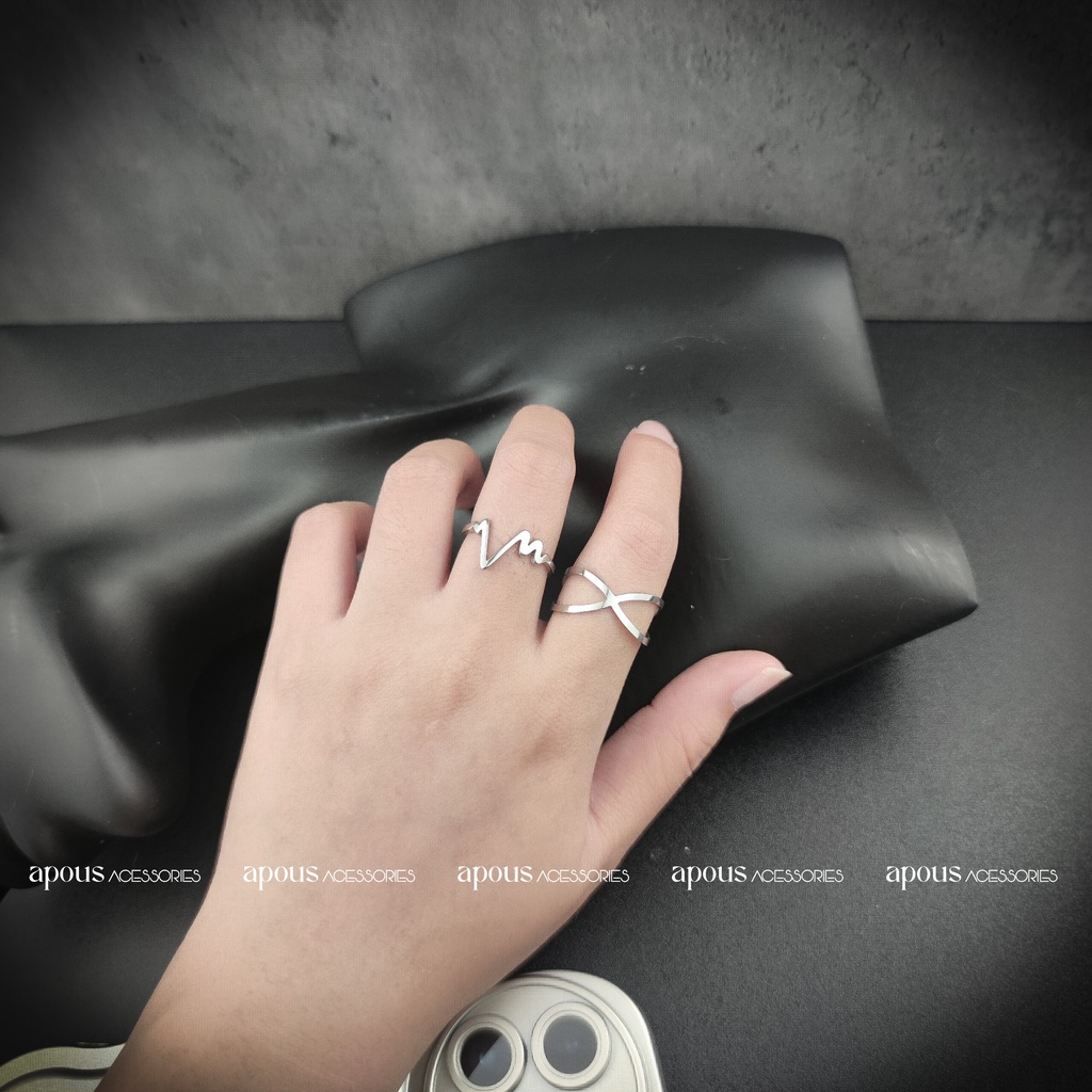 Nhẫn nam nữ hình Điện Tim Freesize N063 - Thép Titan - Phụ kiện trang sức Unisex Apous