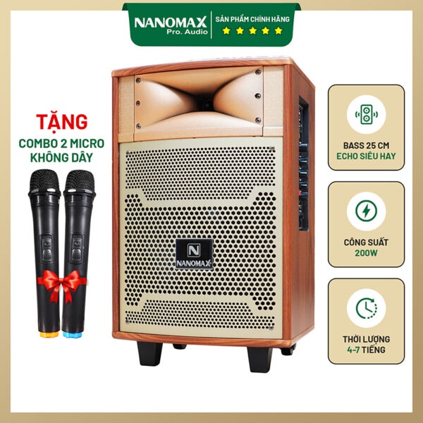 Loa kéo mini S-10b bass 25cm 200w karaoke Bluetooth