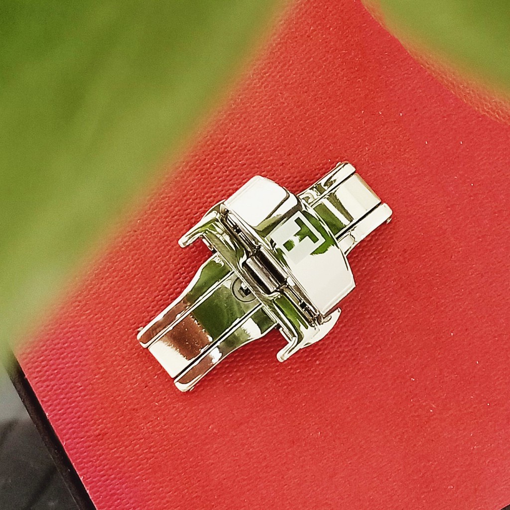 Khóa bướm chống gẫy gập dây da đồng hồ có logo Tissot, khoá inox mạ màu - K2101