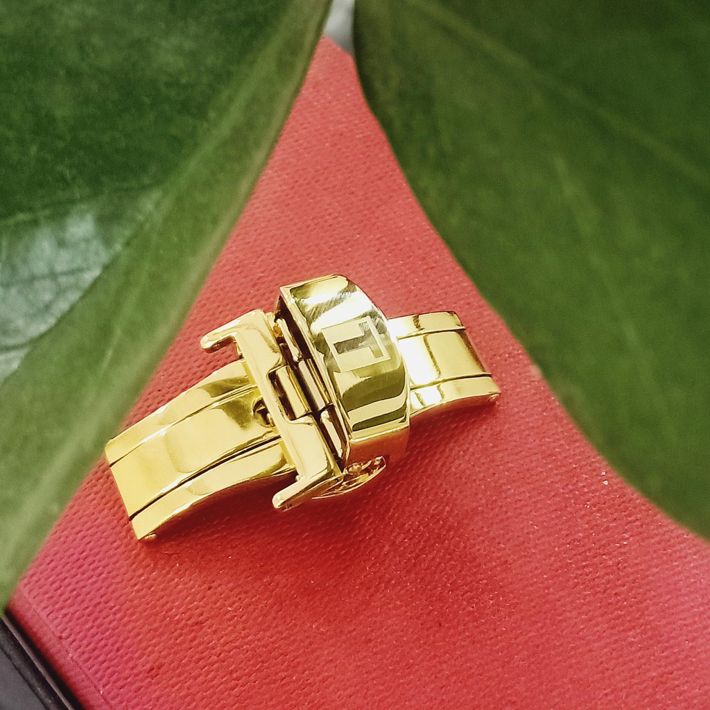 Khóa bướm chống gẫy gập dây da đồng hồ có logo Tissot, khoá inox mạ màu - K2101