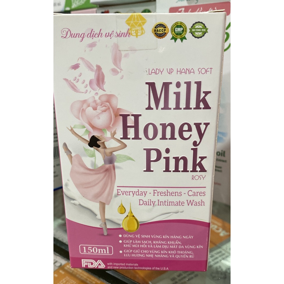 Dung dịch vệ sinh bé gái Lady VP Hana soft milk honey pink 150ml