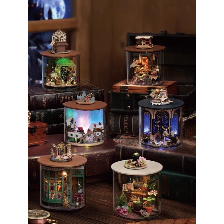 Kèm keo dán gỗ - Mô hình nhà gỗ lắp ráp búp bê Dollhouse DIY - B041 B045 B047 B048 B067 B068 Magic World