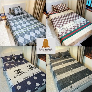 Bộ chăn ga gối mẫu bò sữa trắng Sét 5 món hè cotton poly đủ size m6 m8 2m2