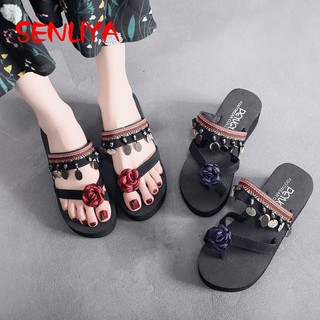 Dép xỏ ngón đính hoa kiểu dáng thời trang phong cách Bohemian