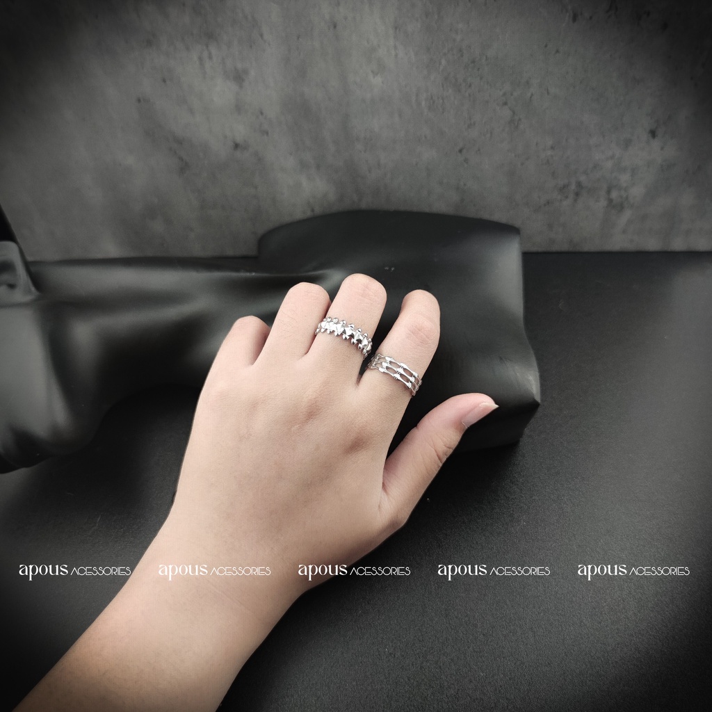 Nhẫn nam nữ Thời trang Freesize N070 - Thép Titan - Phụ kiện trang sức Unisex Apous