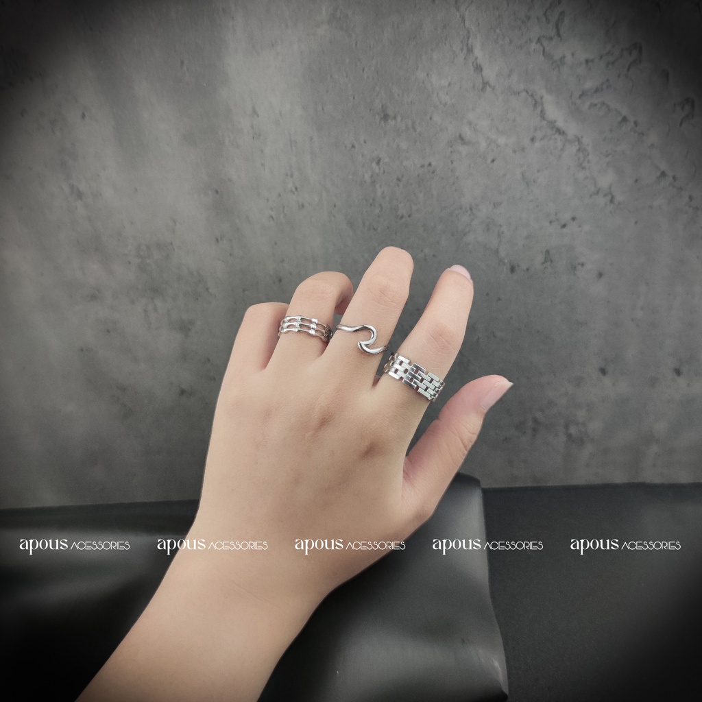 Nhẫn nam nữ Thời trang Freesize N070 - Thép Titan - Phụ kiện trang sức Unisex Apous