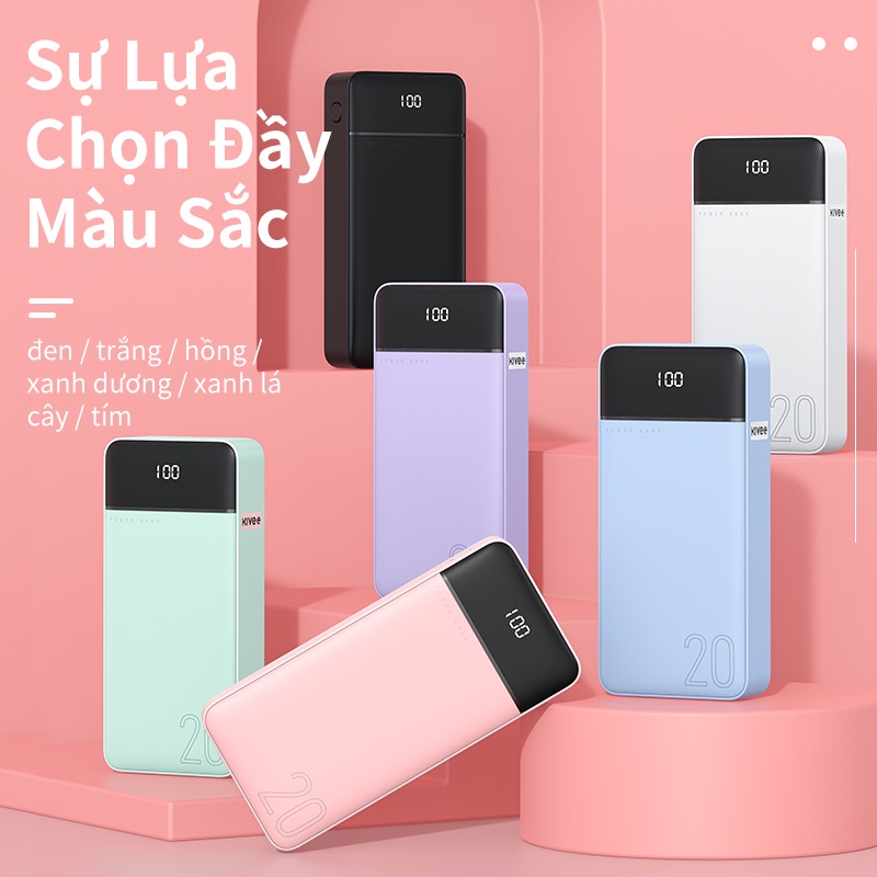 Sạc dự phòng 10000-20000mAh KIVEE Hỗ trợ sạc nhanh 2.1A, hỗ trợ 2 cổng sạc bảo hành sáu tháng