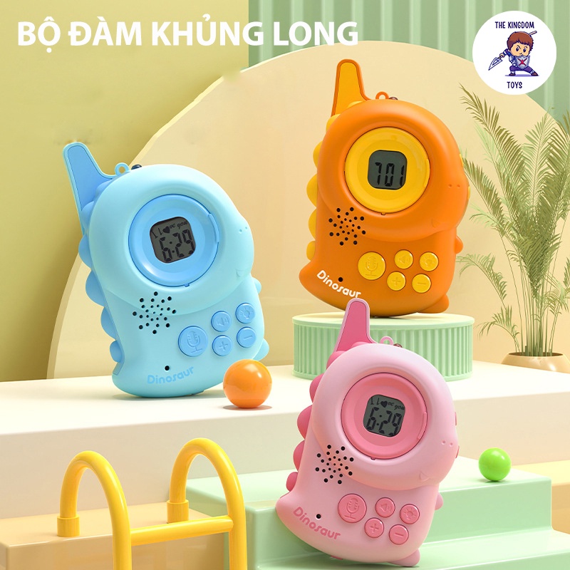 Bộ Đàm Khủng Long Mini Đồ Chơi Theo Cặp Có Sticker Kết Nối Nghe Gọi 300m Nhiều Màu Sắc Cho Bé Trai Bé Gái