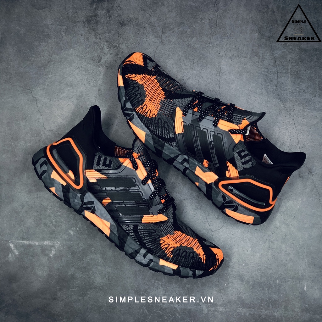 Giày Adidas Ultraboost 20 Chính Hãng 🔴SIMPLE SNEAKER🔴 Giày Chạy Bộ Gym Nam Ultra boost 20 Black Signal Orange