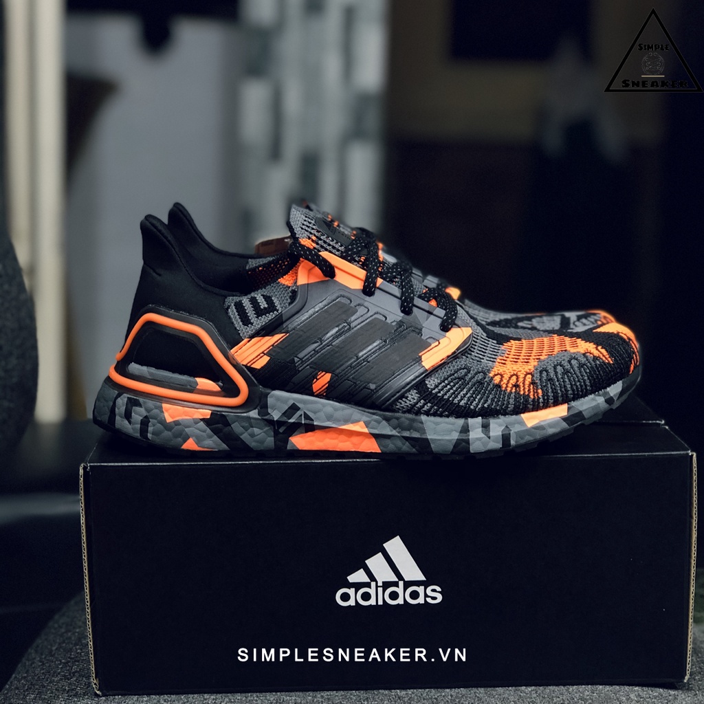 Giày Adidas Ultraboost 20 Chính Hãng 🔴SIMPLE SNEAKER🔴 Giày Chạy Bộ Gym Nam Ultra boost 20 Black Signal Orange