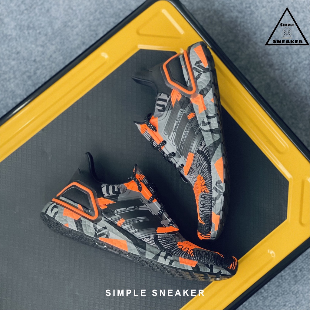 Giày Adidas Ultraboost 20 Chính Hãng 🔴SIMPLE SNEAKER🔴 Giày Chạy Bộ Gym Nam Ultra boost 20 Black Signal Orange