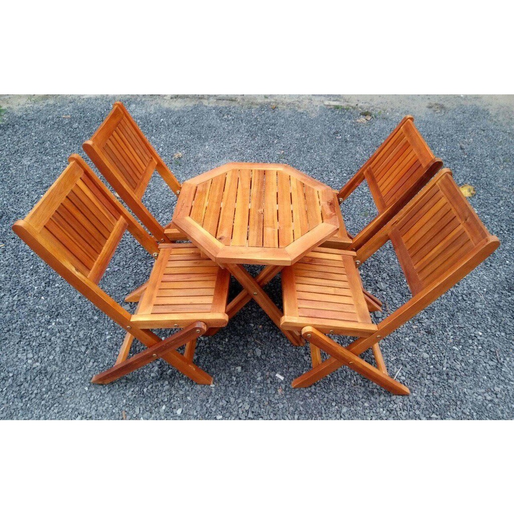 BỘ BÀN GHẾ GỖ CAFE MINI GẤP GỌN