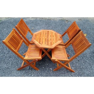 Bộ bàn ghế gỗ cafe mini gấp gọn