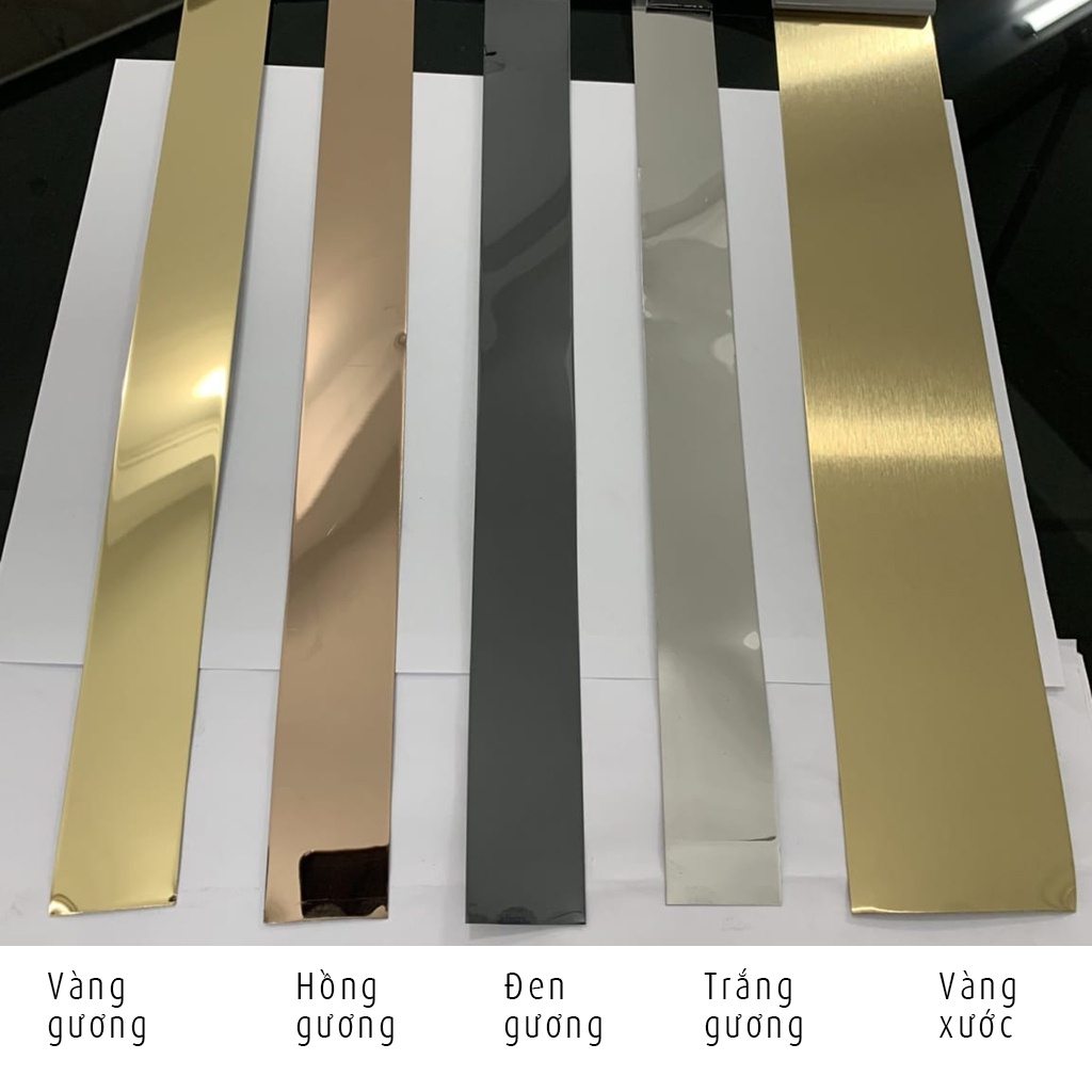 Nẹp la inox , la inox dán tường vàng gương