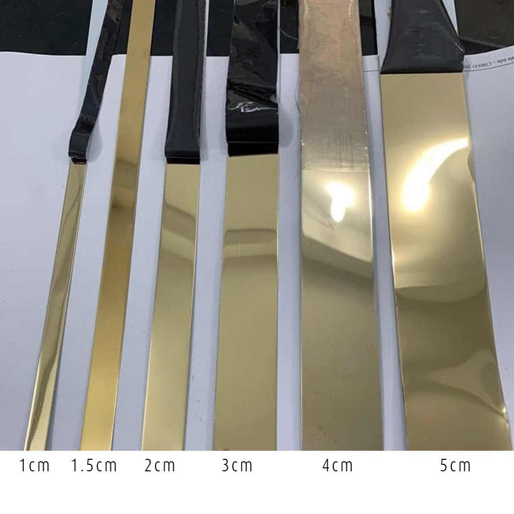 Nẹp la inox , la inox dán tường vàng gương