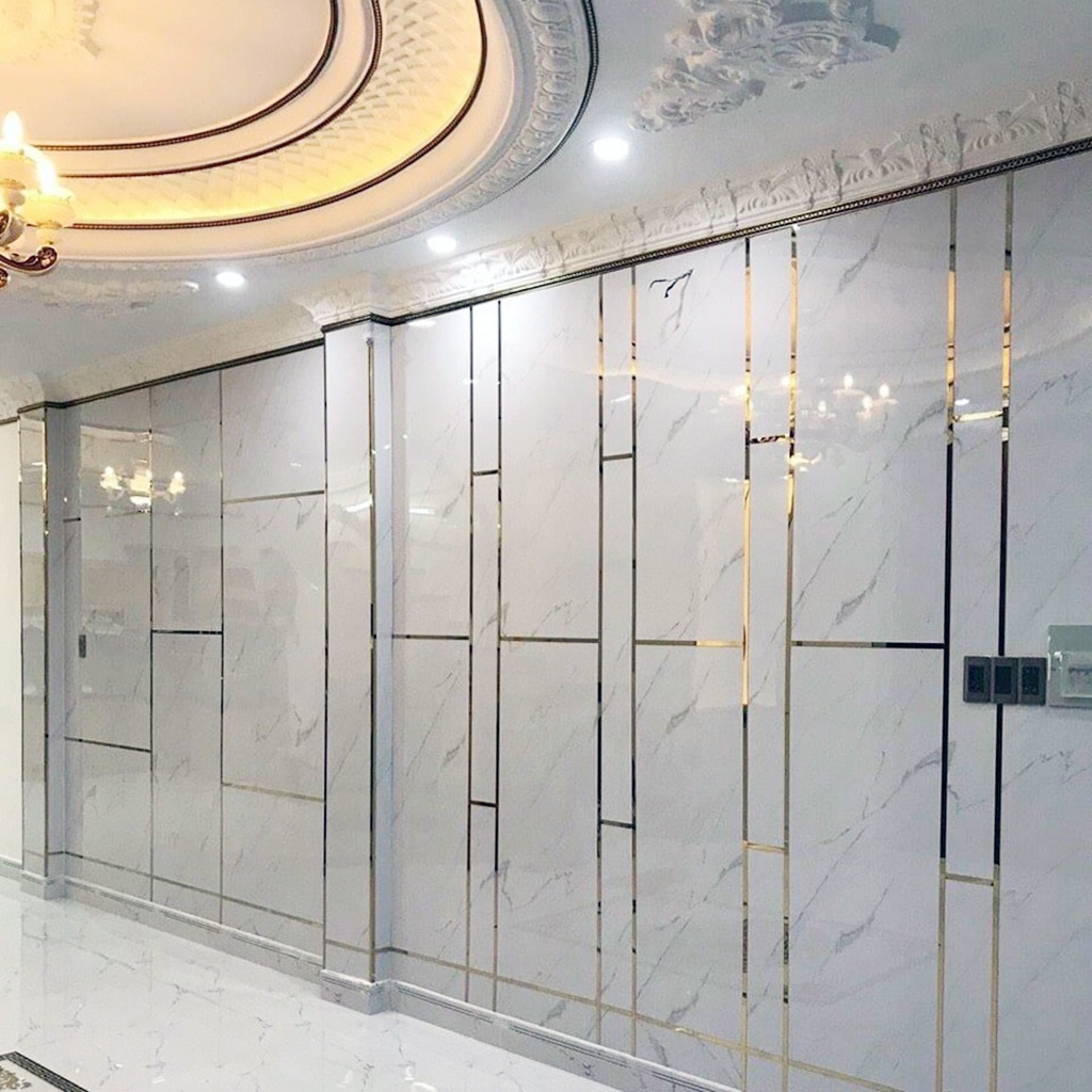 Nẹp la inox , la inox dán tường vàng gương