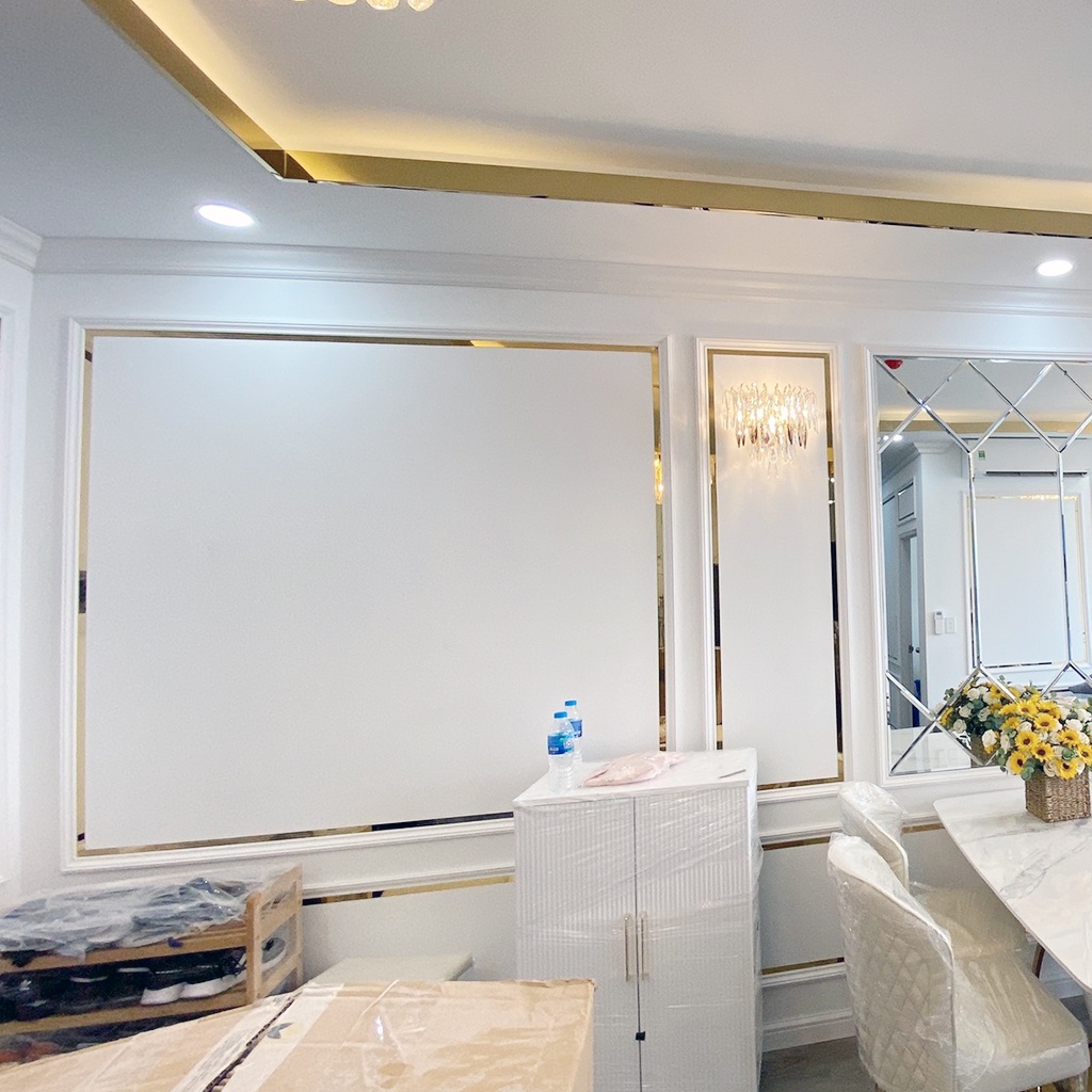 Nẹp la inox , la inox dán tường vàng gương