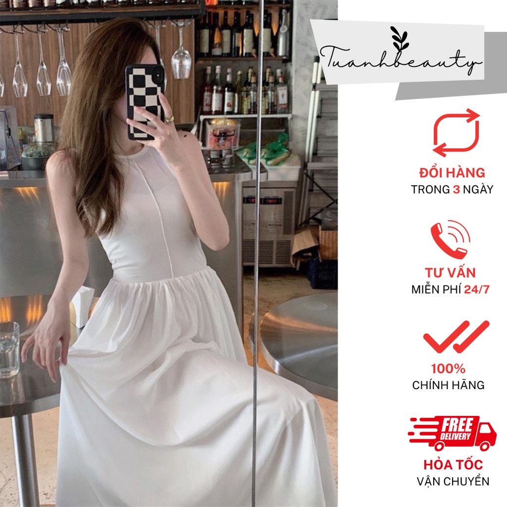 Váy dài Hàn Quốc sang trọng thanh lịch retro cổ tròn [Loại 1] | BigBuy360 - bigbuy360.vn