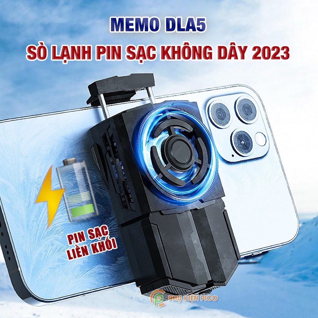 Quạt tản nhiệt điện thoại Memo DLA5 sò lạnh có Pin led RGB quạt tản nhiệt pin sạc không dây