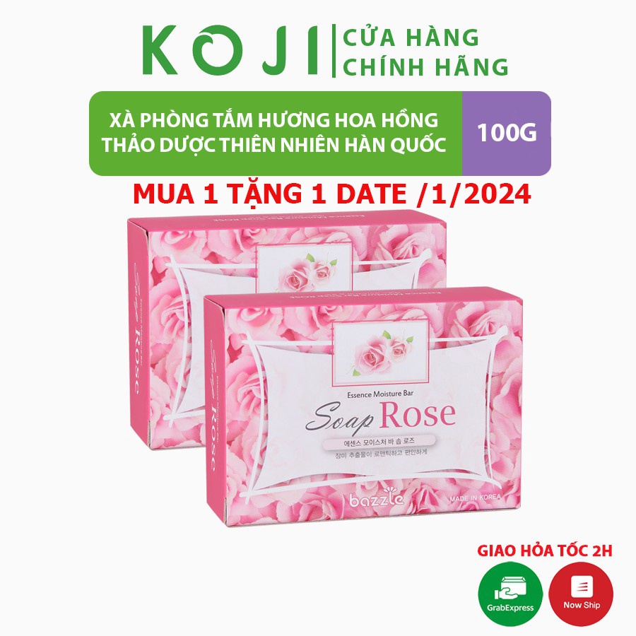 Xà phòng thực vật tinh chất Hoa Hồng Bazzle Hàn Quốc làm sạch bã nhờn dưỡng ẩm cho da sáng mịn màng