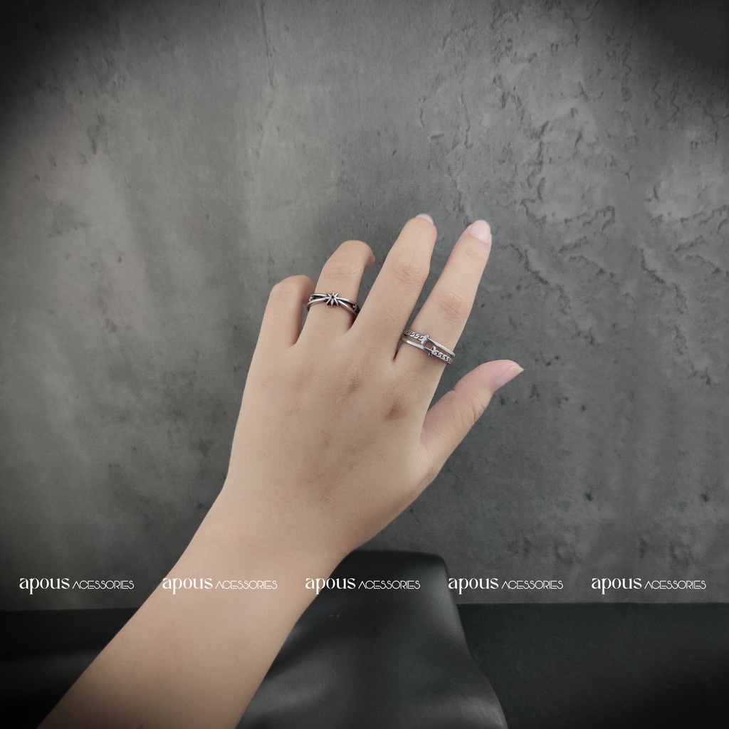 Nhẫn nam nữ Gothic Style Freesize N077 - Thép Titan - Phụ kiện trang sức Unisex Apous