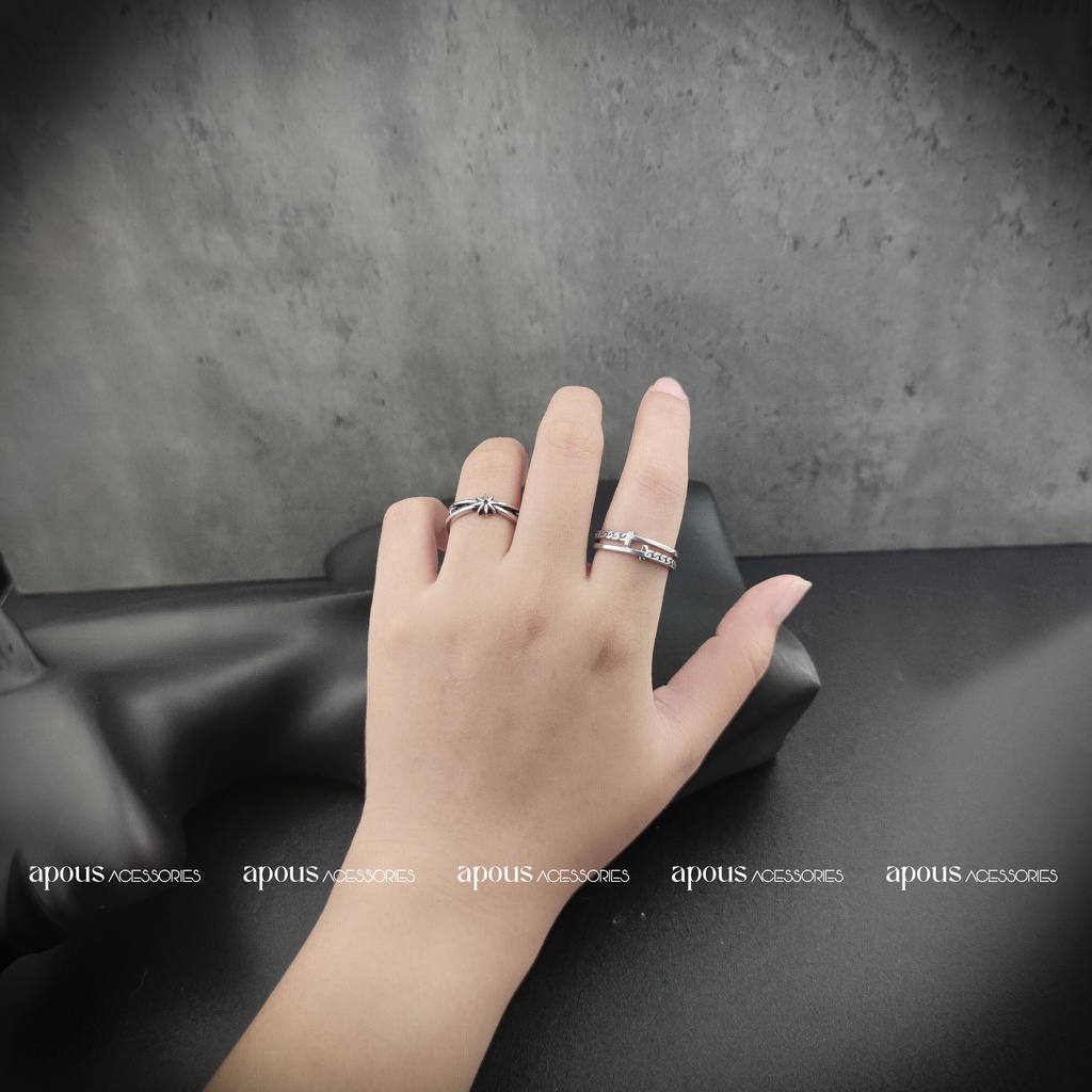 Nhẫn nam nữ Gothic Style Freesize N077 - Thép Titan - Phụ kiện trang sức Unisex Apous