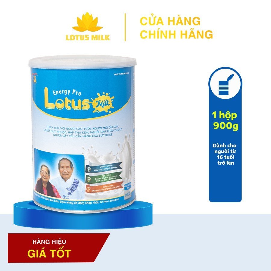 Sữa Lotus Milk 900g | Bồi bổ, tăng đề kháng, phòng loãng xương, cho người từ 16t, người lớn tuổi, mệt mỏi, gầy ốm
