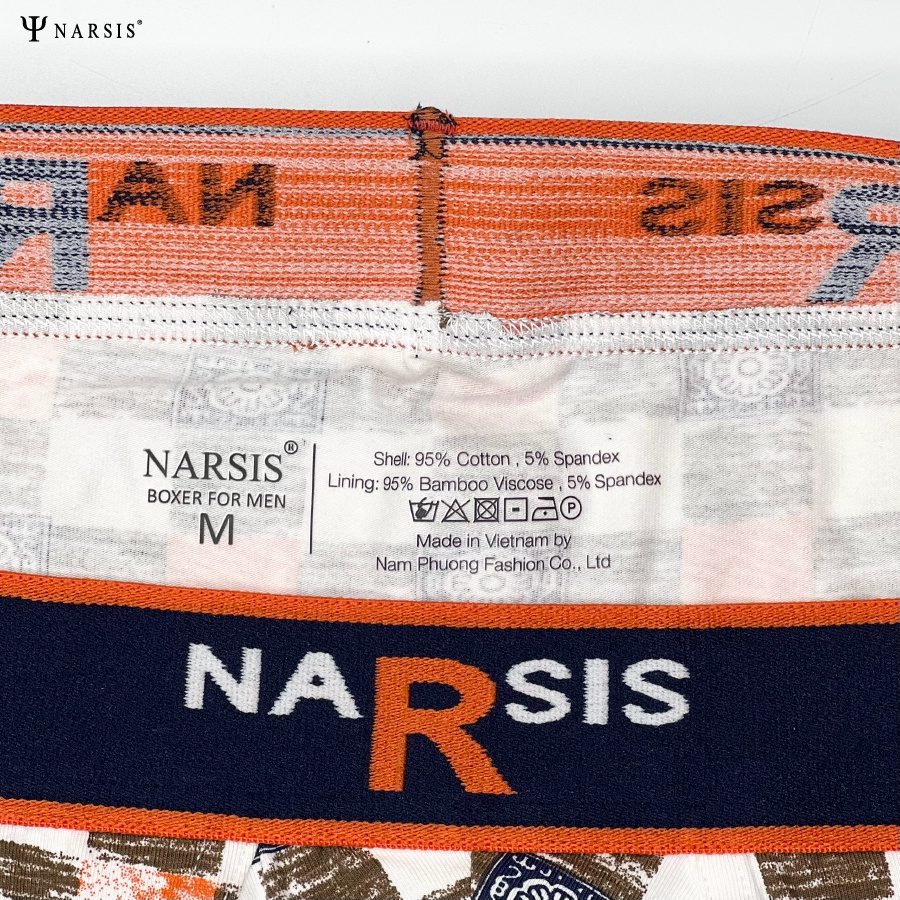 Quần xì nam Narsis F23001 bigsize có lớp lót kháng khuẩn chất vải Cotton co giãn 4 chiều họa tiết ô vuông cao cấp