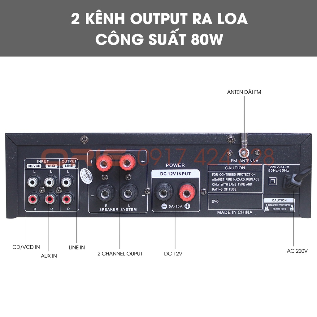 Amply Bluetooth karaoke chính hãng Oris BT-266 bộ khếch đại âm thanh Hifj chuyên dùng cho xe ô tô, loa gia đình