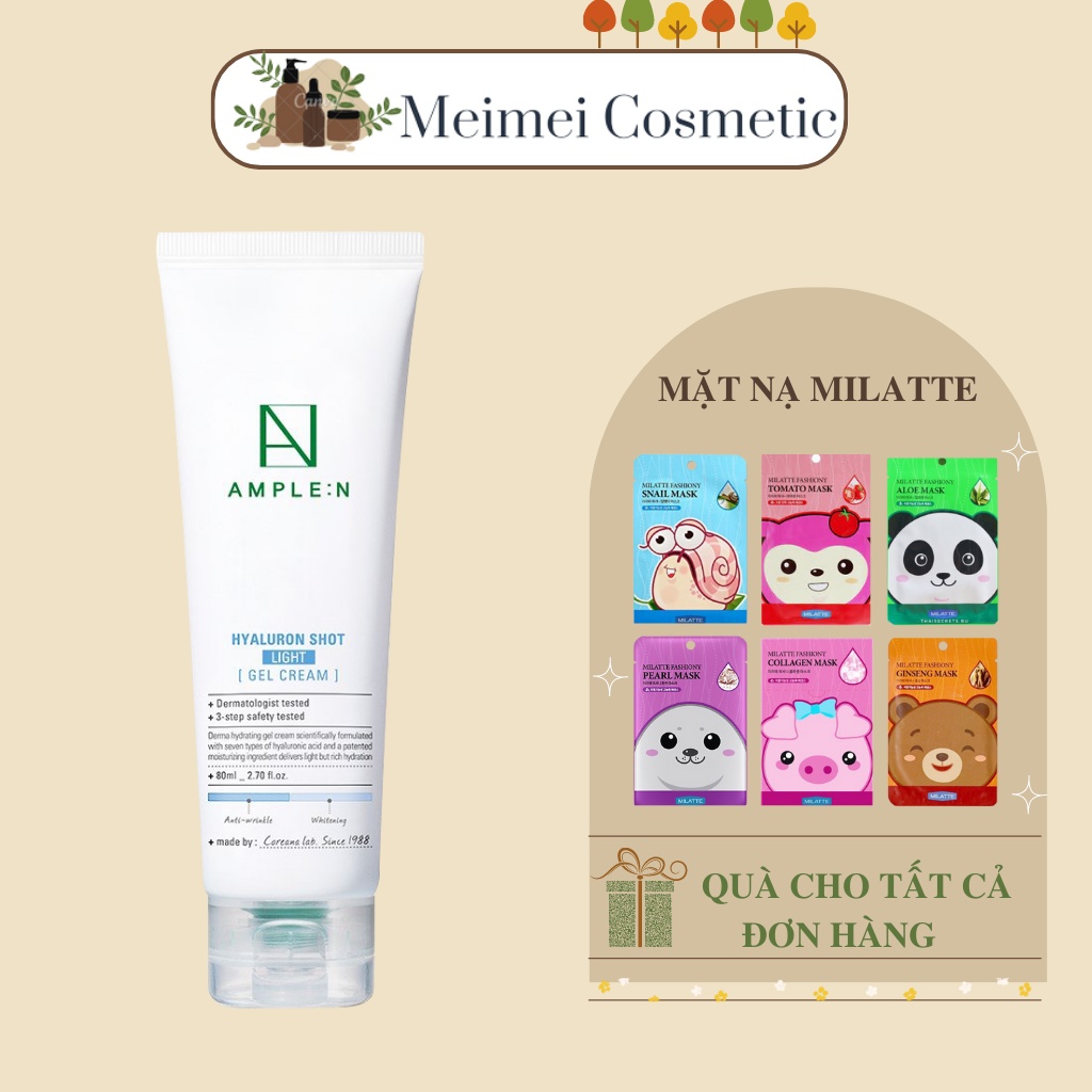 Kem Dưỡng Ẩm Sáng Da Ample:N Hyaluron Shot Light Gel Cream 80ml