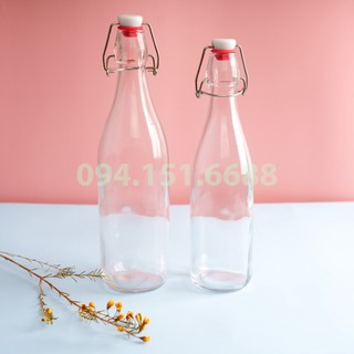 Chai thủy tinh - bình thủy tinh tròn nắp gài kim loại 250ml, 500ml, 50ml. 1000ml