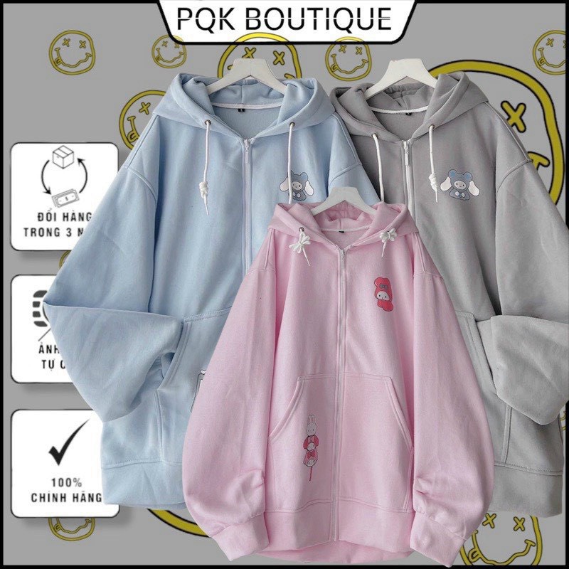 [HOT] Áo Khoác Nỉ Nữ Liền Mũ Có Khóa Kéo Chất Nỉ Bông In Cừu Cao Cấp Thời Trang NEW UNISEX