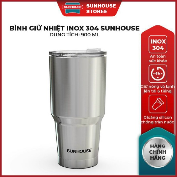 BÌNH GIỮ NHIỆT INOX 304 SUNHOUSE 900ML KS-TU900I