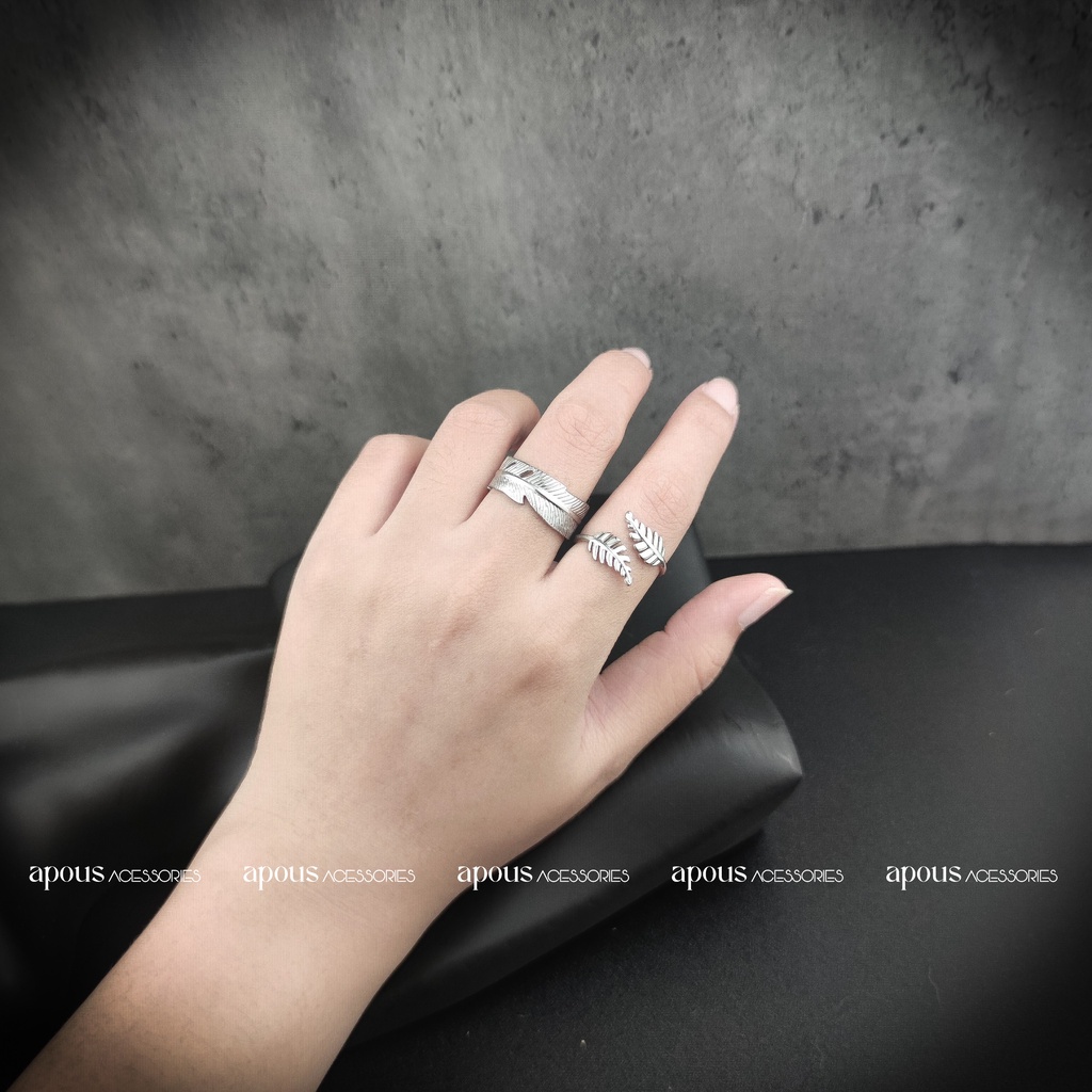 Nhẫn nam nữ Chiếc Lá Freesize N086 - Thép Titan - Phụ kiện trang sức Unisex Apous