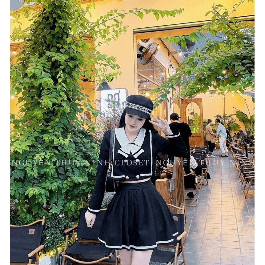 Sét Bộ Đi Chơi Nữ 2 Món Vải Cotton Lạnh Phối Nơ Cổ Mặc Đẹp Dáng Xinh NEW UNISEX