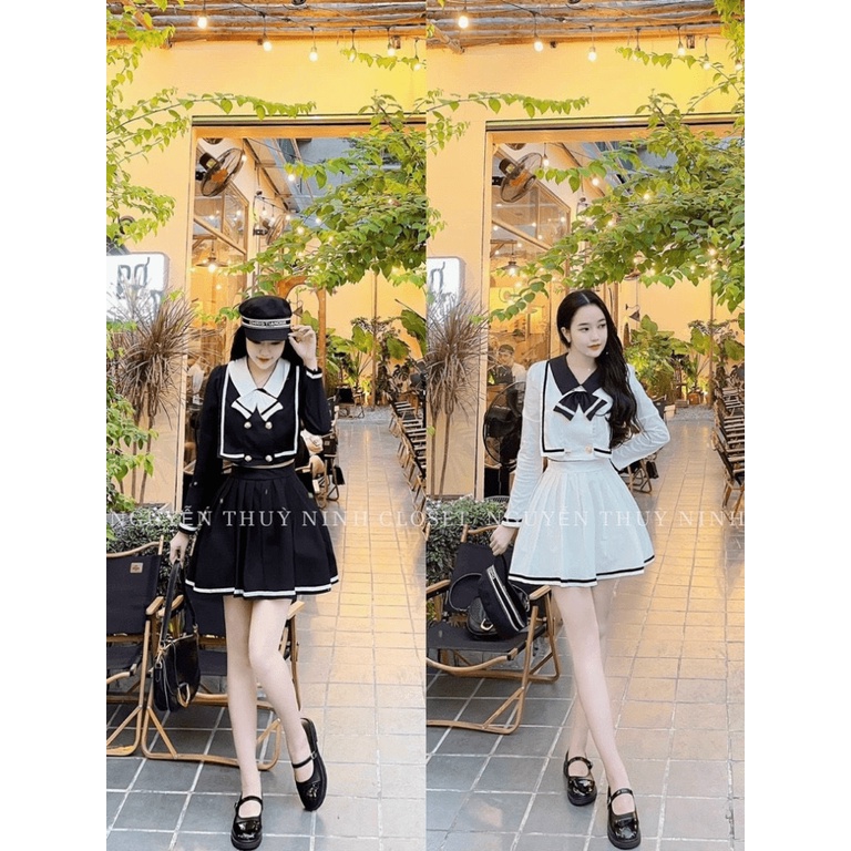 Sét Bộ Đi Chơi Nữ 2 Món Vải Cotton Lạnh Phối Nơ Cổ Mặc Đẹp Dáng Xinh NEW UNISEX