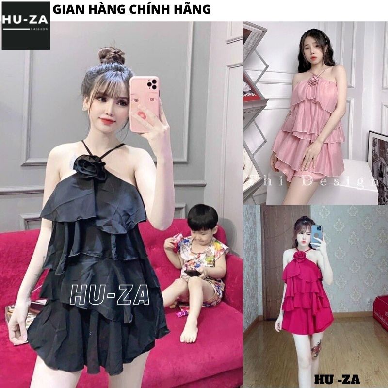 Bộ đi chơi áo yếm cổ hoa xếp tầng kèm quần váy ngắn - Set 2 món mát mẻ sexy sành điệu siêu hot - HUZA B57