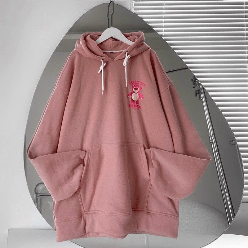 Áo Hoodies Nữ Vải Nỉ Cao Cấp Nón Lớn 2 Lớp Gấu Nổi Phong Cách Thời Thượng NEW UNISEX