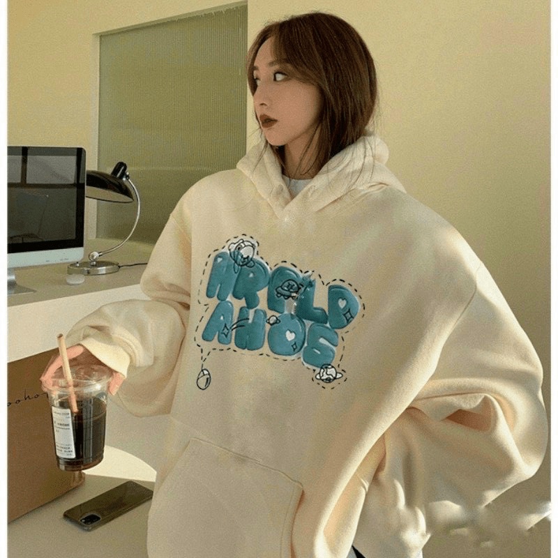 Áo Hoodies Nữ Vải Nỉ Cao Cấp Nón Lớn 2 Lớp Logo In Nổi Phong Cách Thời Thượng NEW UNISEX