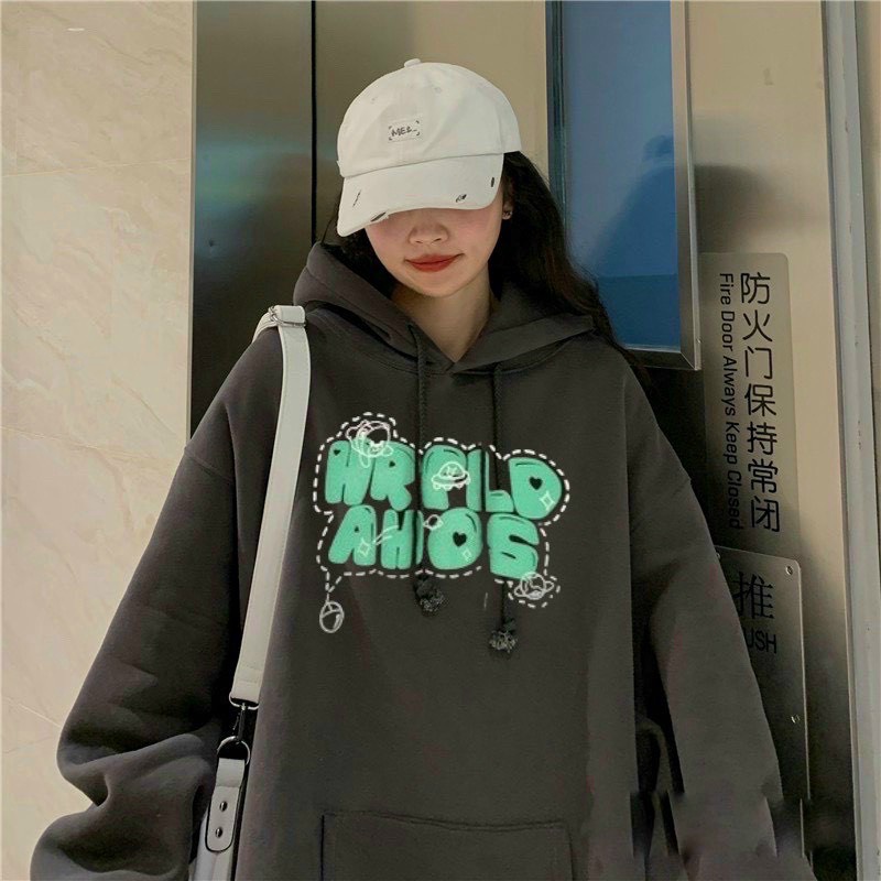 Áo Hoodies Nữ Vải Nỉ Cao Cấp Nón Lớn 2 Lớp Logo In Nổi Phong Cách Thời Thượng NEW UNISEX