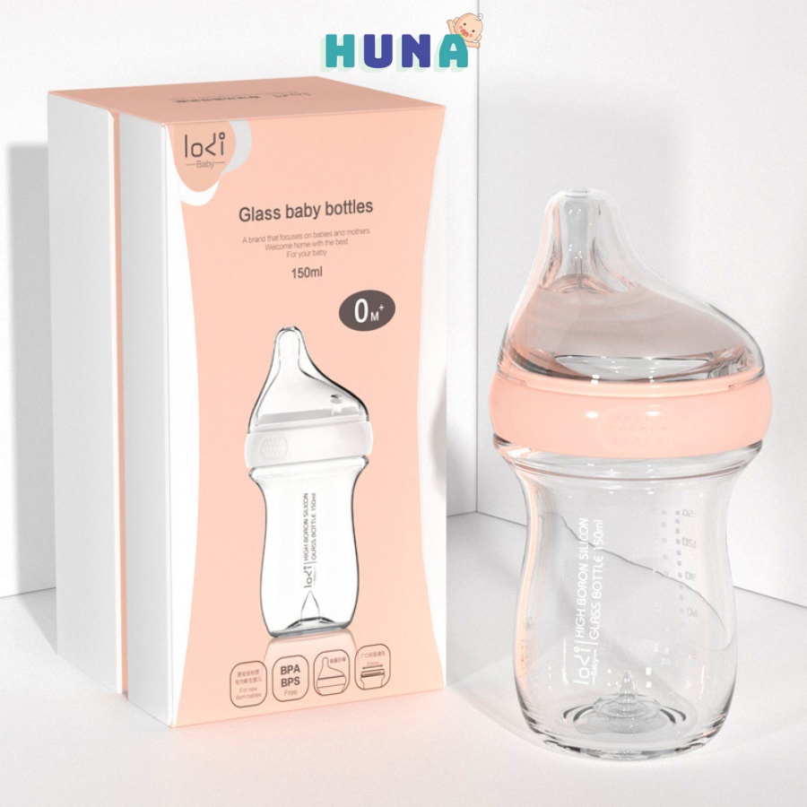 Bình sữa thủy tinh miệng rộng Lodi sơ sinh lệch tâm 2 kênh chảy ngược chống đầy hơi chống sặc ăn dặm