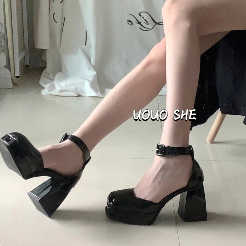 UOUO giày cao gót Mary Jane giày dép đế vuông Giày Sandal Cao Gót Mũi Vuông dép Dày Không Thấm Nước Cho Búp Bê Barbie 031702